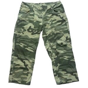 Y2K Camo Cargo Capris Womens 12 Military Utility Pants Lady Belle
